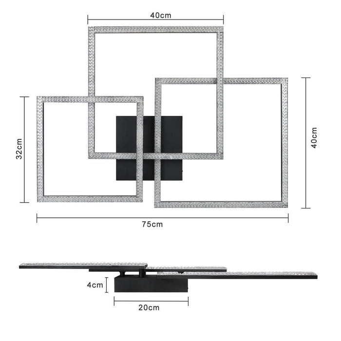 ZMH Lampada da soffitto LED glamour cristallo nero design modulare 82W per interni