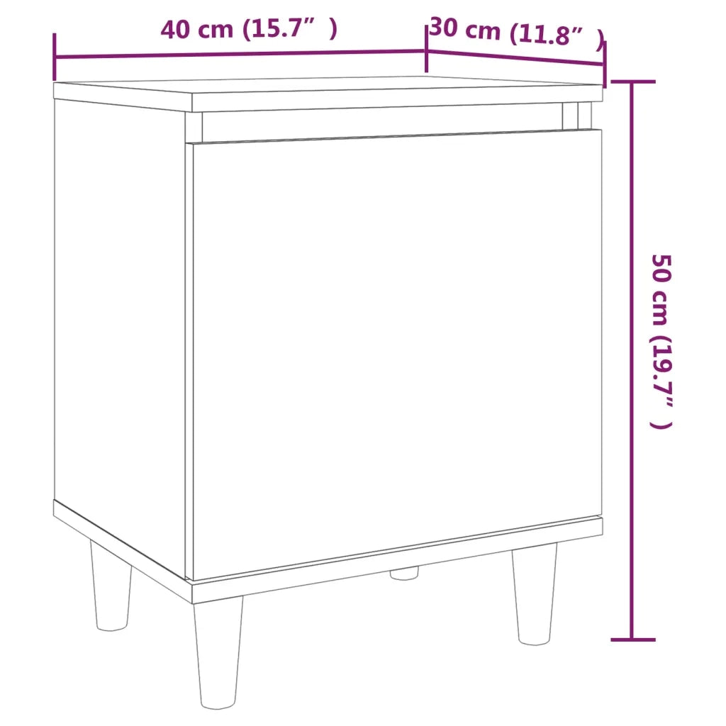 Set di 2 Comodini | Armadio da Notte | Mobiletto da notte Gambe in Legno Massello Rovere Marrone 40x30x50cm