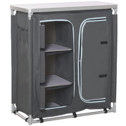 Mobile da Campeggio 3 Mensole 96x49,5x104 cm in Alluminio e Tessuto Oxford Grigio