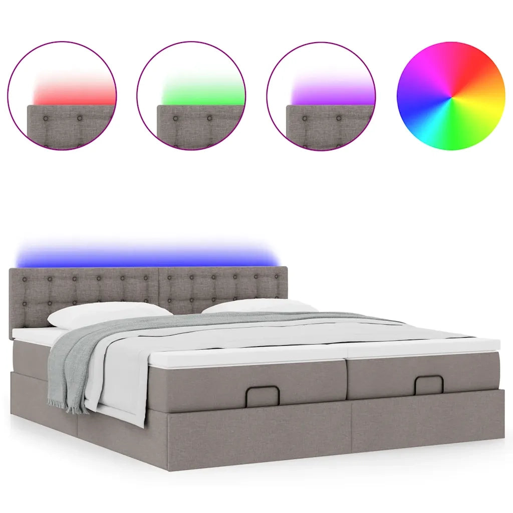 Struttura Letto Pouf con Materassi Tortora 160x200cm in Tessuto