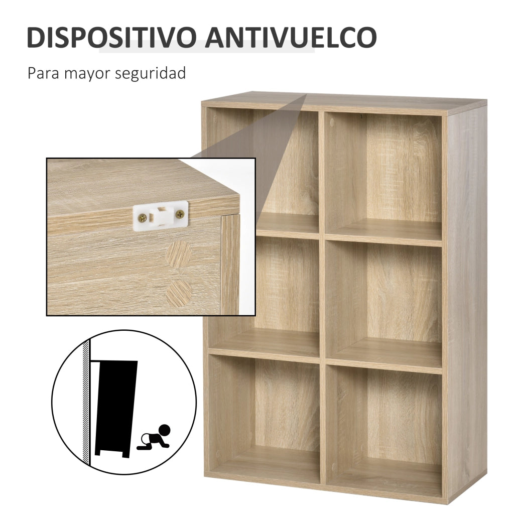 Libreria 3 Ripiani 6 Cubi ¨C Xylo ¨C Legno Rovere 65,5x30x97,5 cm