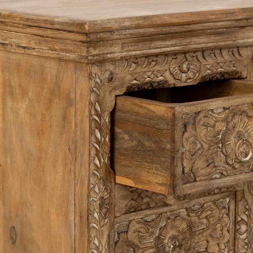 Sinfonier de madera artesanal con 5 cajones marrón 45x40x100h cm