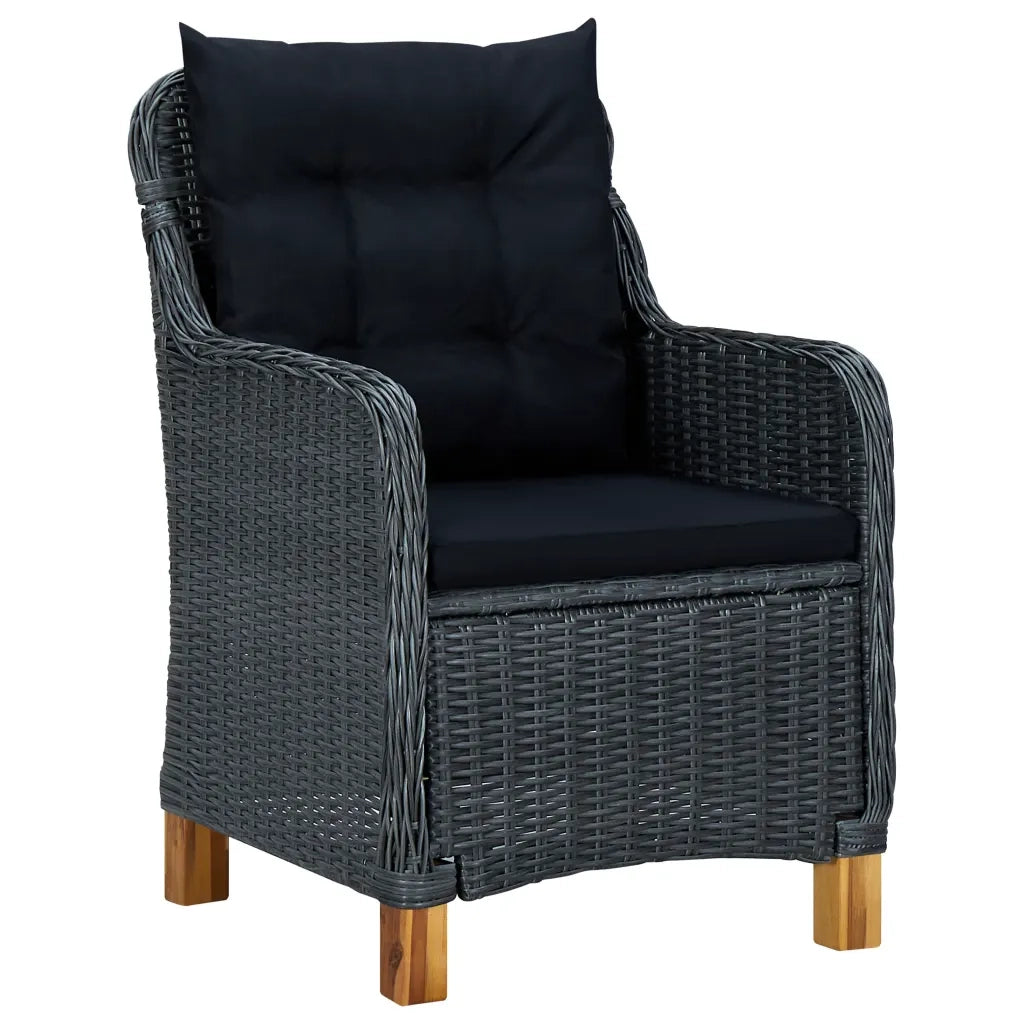 Set Pranzo da Giardino 7 pz con Cuscini Polyrattan Grigio Scuro 3060166