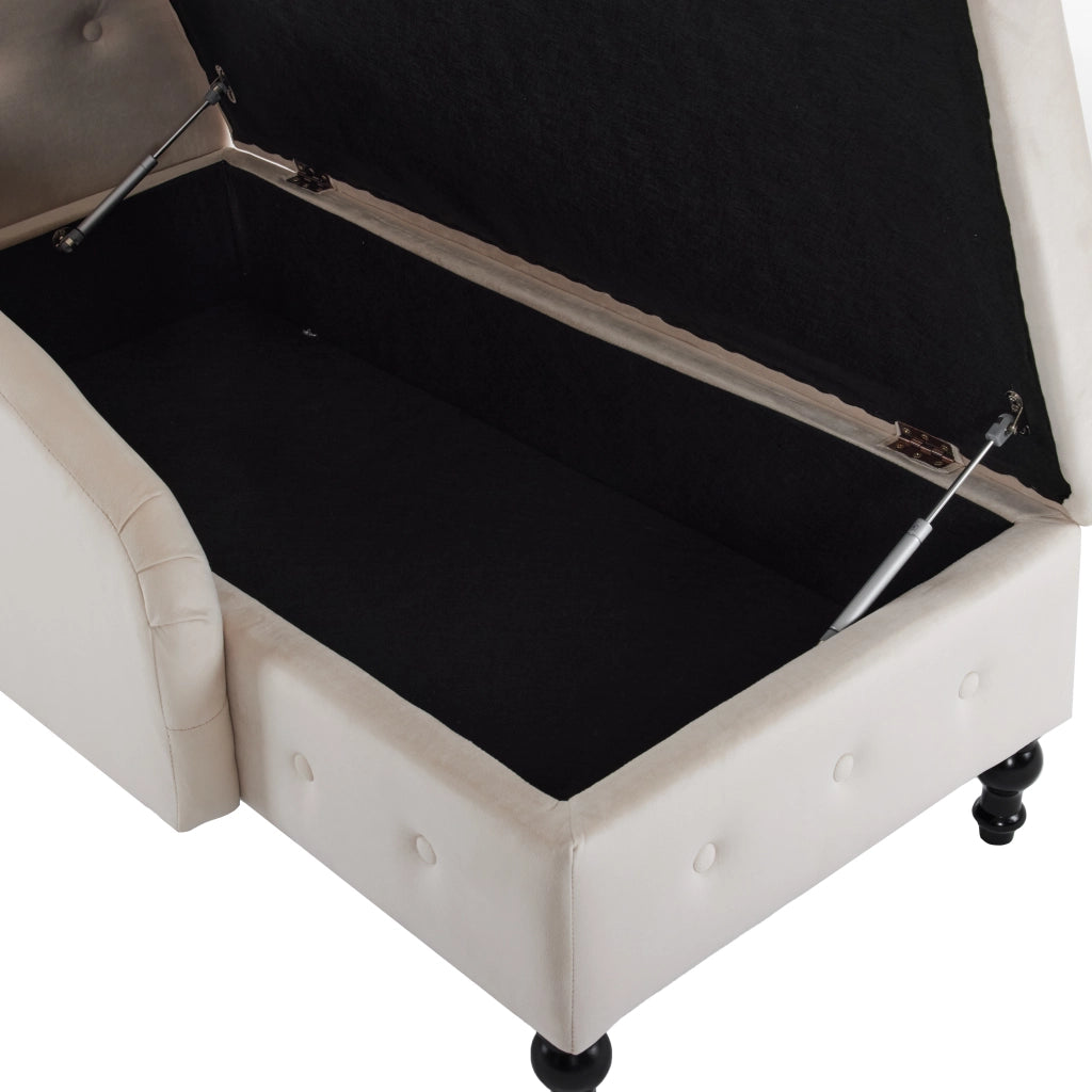 Chaise Longue Divano in Velluto con Cuscini ¨C MINIMAL ¨C Grigio/Beige, Angolare