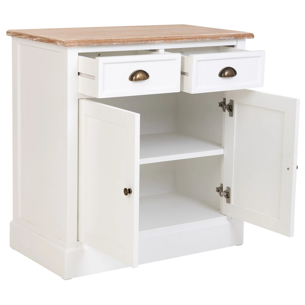 Mobile da ingresso in legno bianco 2 cassetti e 2 ante 82x39,5x80h cm