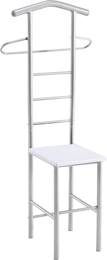 Raccoglitore di abiti in alluminio bianco - 121 cm armadio con attaccapanni per pantaloni