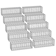 Set di 10 gabbioni per pietre gabbia metallica cestino per pietre maglia 5 x 10 cm zincato muro decorazione da giardino 100 x 50 x 30 cm grigio 12_0005955