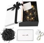 Cadeautasciugamani con Coperchio 25 x 18 x 8,5 cm, Lussuoso Cadeautasci crime con Striscia, Perfetto per Feste di Compleanno e Matrimoni, Incluso Carta di Auguri e Raffia