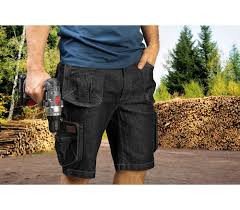 Topex 81-273-l pantaloncini cort i da lavoro denim, neri, taglia