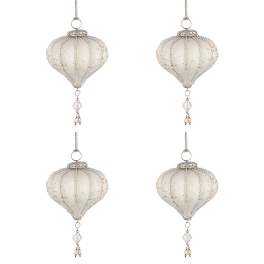 Palline Natale in Vetro Bianco a Trottola Pendaglio Swarovski Valiant Diametro: 95 mm