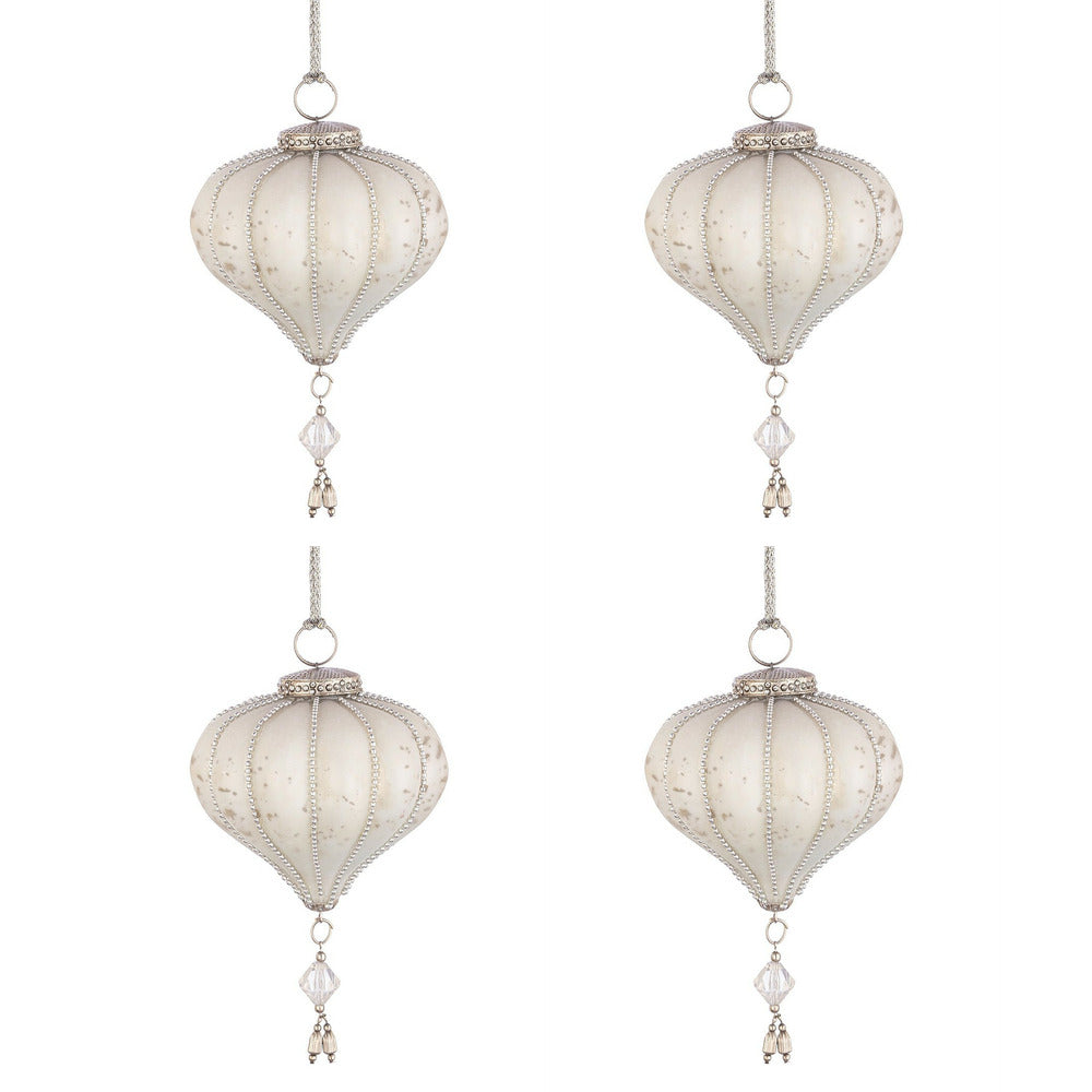 Palline Natale in Vetro Bianco a Trottola Pendaglio Swarovski Valiant Diametro: 125 mm