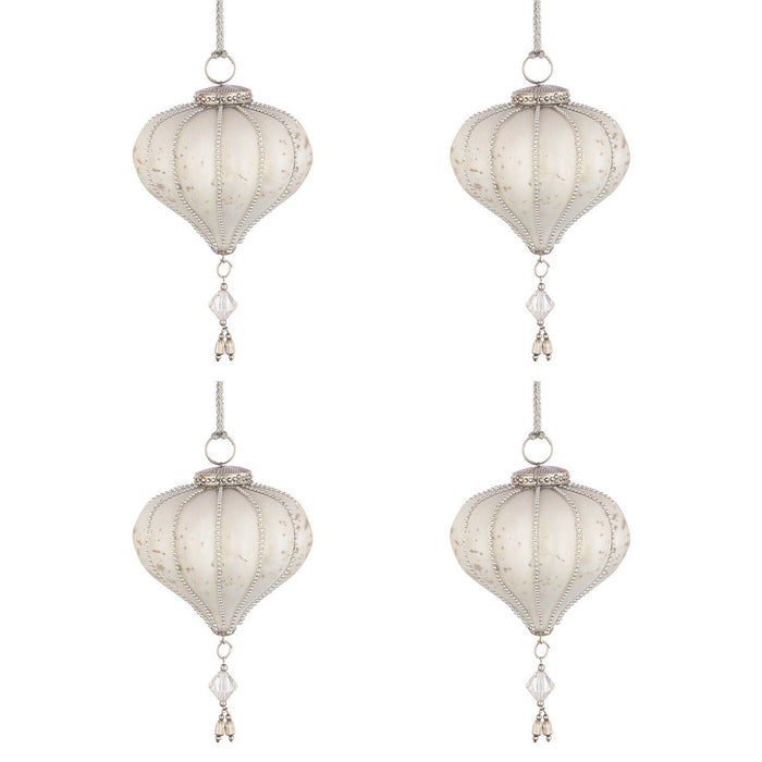 Palline Natale in Vetro Bianco a Trottola Pendaglio Swarovski Valiant Diametro: 125 mm