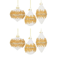 Palline di Natale in Vetro Pendaglio Bianco e Velluto Oro Luxury