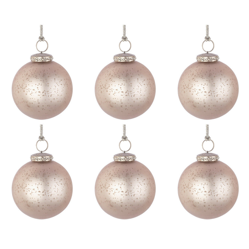 Palline di Natale in Vetro Oro Champagne Strass Elegantia Diametro: 80 mm