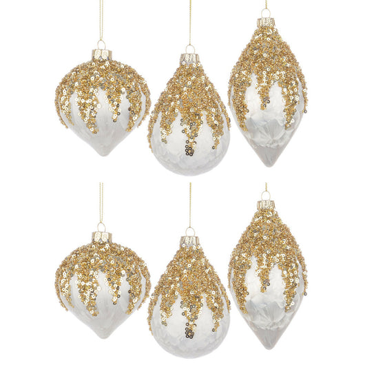 Palline di Natale in Vetro Pendaglio con Piallettes Oro Prize