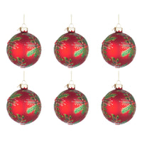 Palline di Natale in Vetro Rosse Pungitopo Swarovski Leafage Diametro: 80 mm