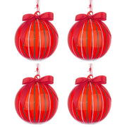 Palline di Natale in Vetro Rosse con Fiocco Stripe Diametro: 100 mm
