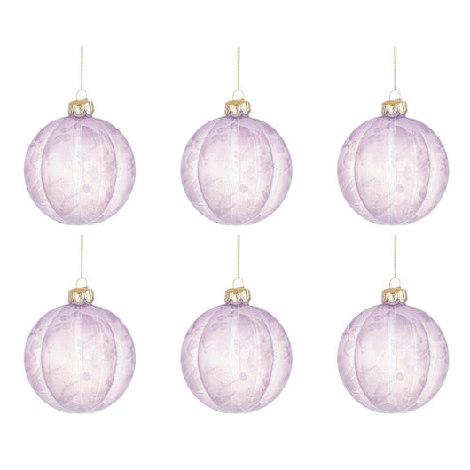 Pallina Natale in Vetro Lilla con Fantasia Elegante Sanity Diametro: 80 mm