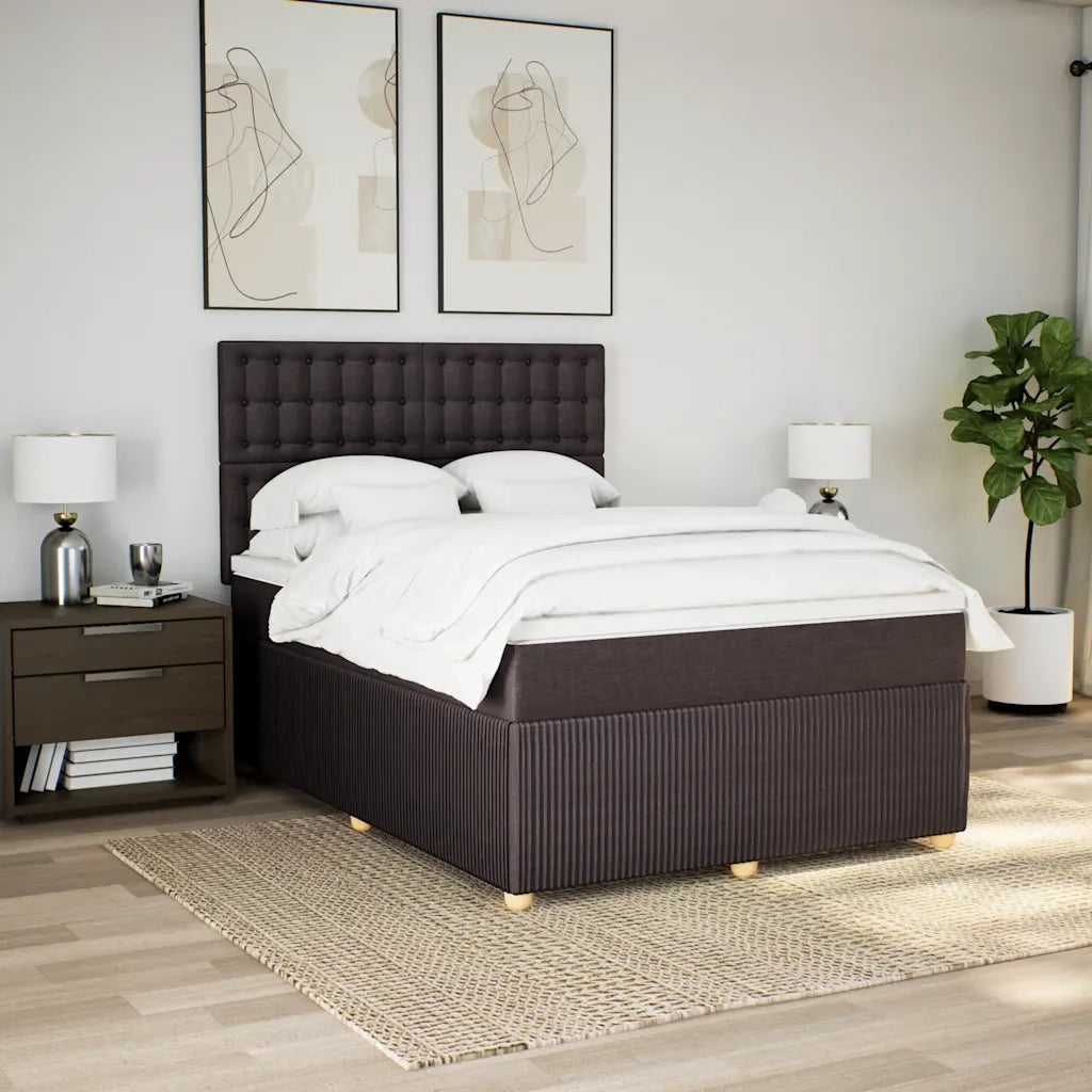 vidaXL Giroletto a Molle con Materasso Marrone Scuro 160x200cm Tessuto