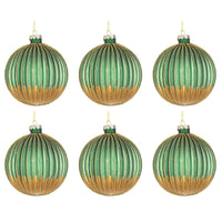 Pallina di Natale in Vetro Verde Oro Lurex Dorato Modish Diametro: 80 mm