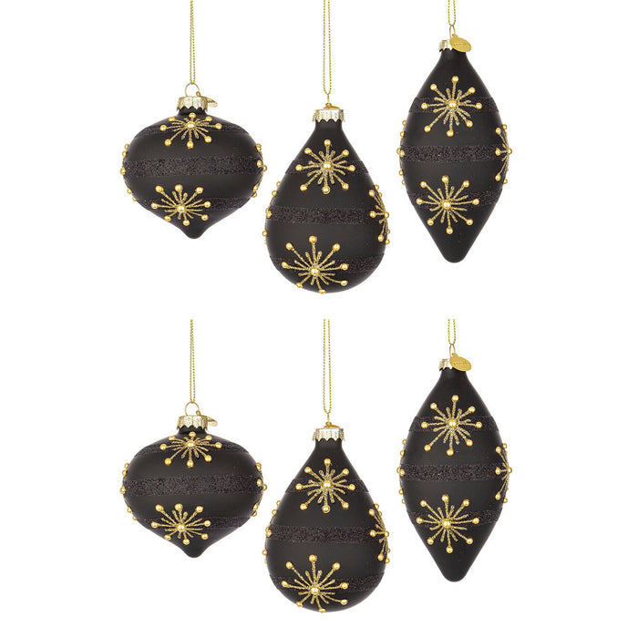 Pendaglio Natale in Vetro Nero Oro Elegantin Lurex Glimmer