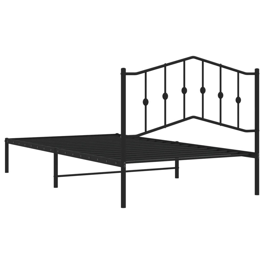 Letto singolo | Letto per adulti | Giroletto con Testiera in Metallo Nero 107x203 cm