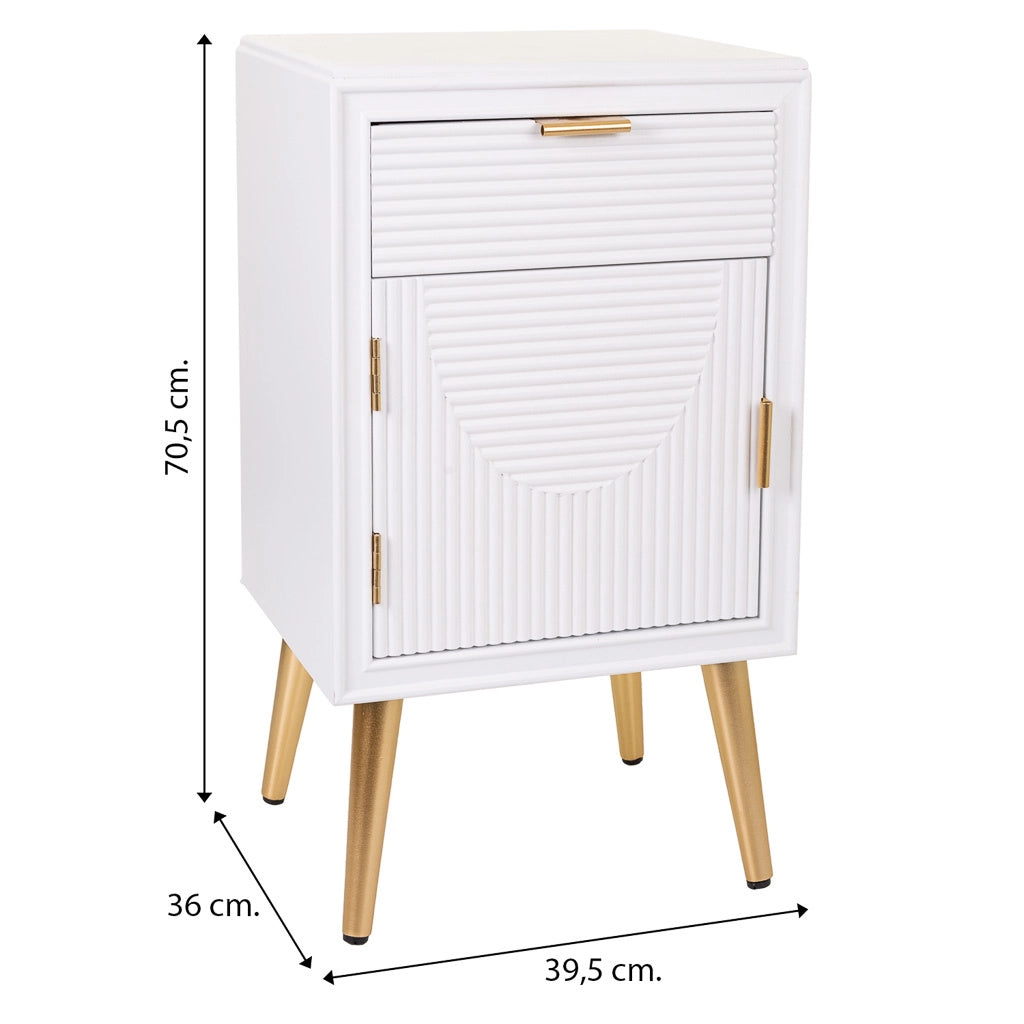 Comodino in legno bianco 39,5x36x70,5