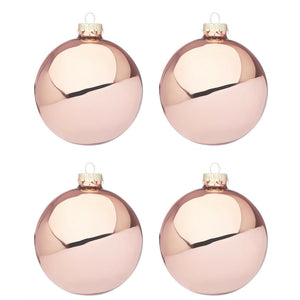 Palline di Natale in Vetro Rosa Lucido Addobbi Albero Diametro: 100 mm