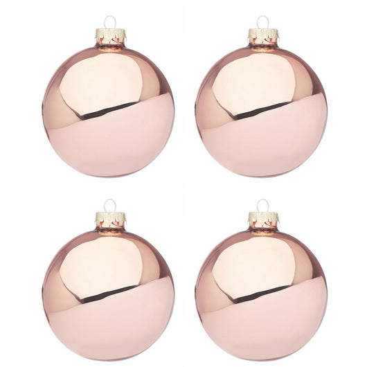 Palline di Natale in Vetro Rosa Lucido Addobbi Albero Diametro: 100 mm