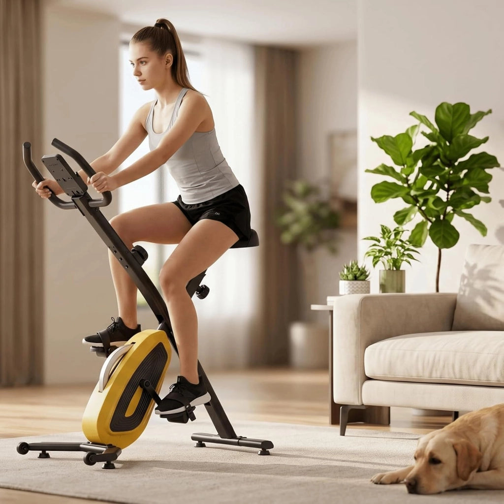 Cyclette pieghevole fino a 150 kg, extra silenziosa e stabile, cyclette con resistenza magnetica a 16 livelli, sella comoda, bici da palestra, per interni X-Bike per la casa