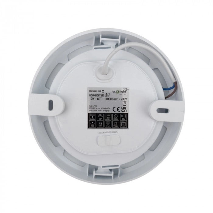Downlight LED 12W rotondo CCT 2in1 bianco Ecolight