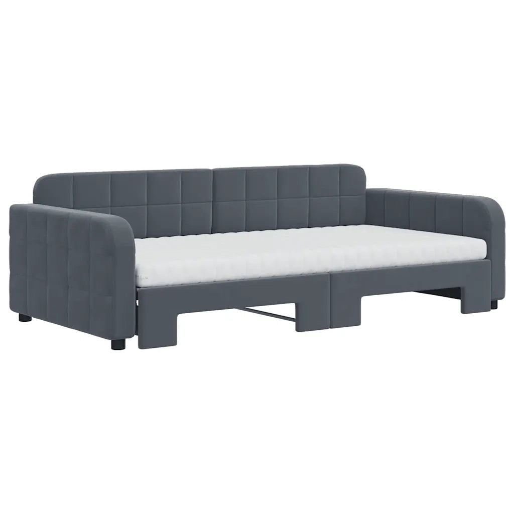 Divano Letto Estraibile Materassi Grigio Scuro 100x200 Velluto 3196961