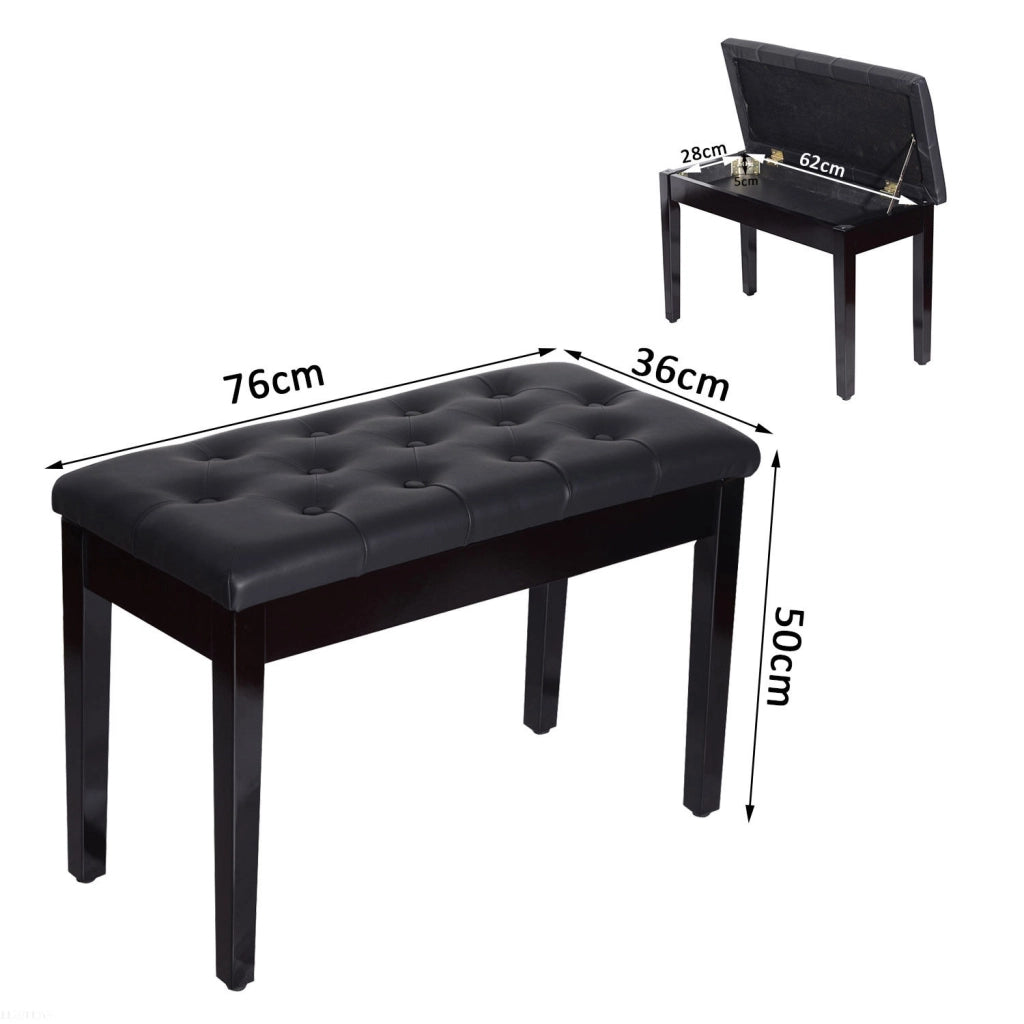 Sgabello da Pianoforte con Sgabelo Imbottito e Sottosella ¨C zephmum ¨C 76x36x50 cm Nero