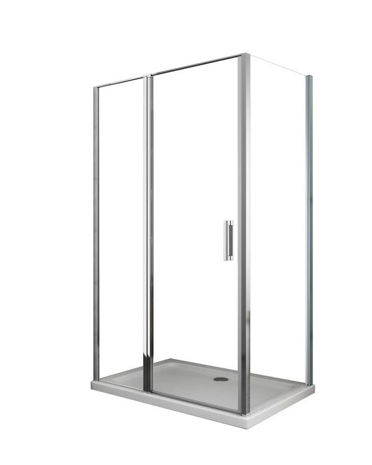 Box doccia angolare parete fissa e porta battente e fisso in linea vetro 6 mm reversibile Misura Fisso 86,5-89 porta 117-120 (35+65)  