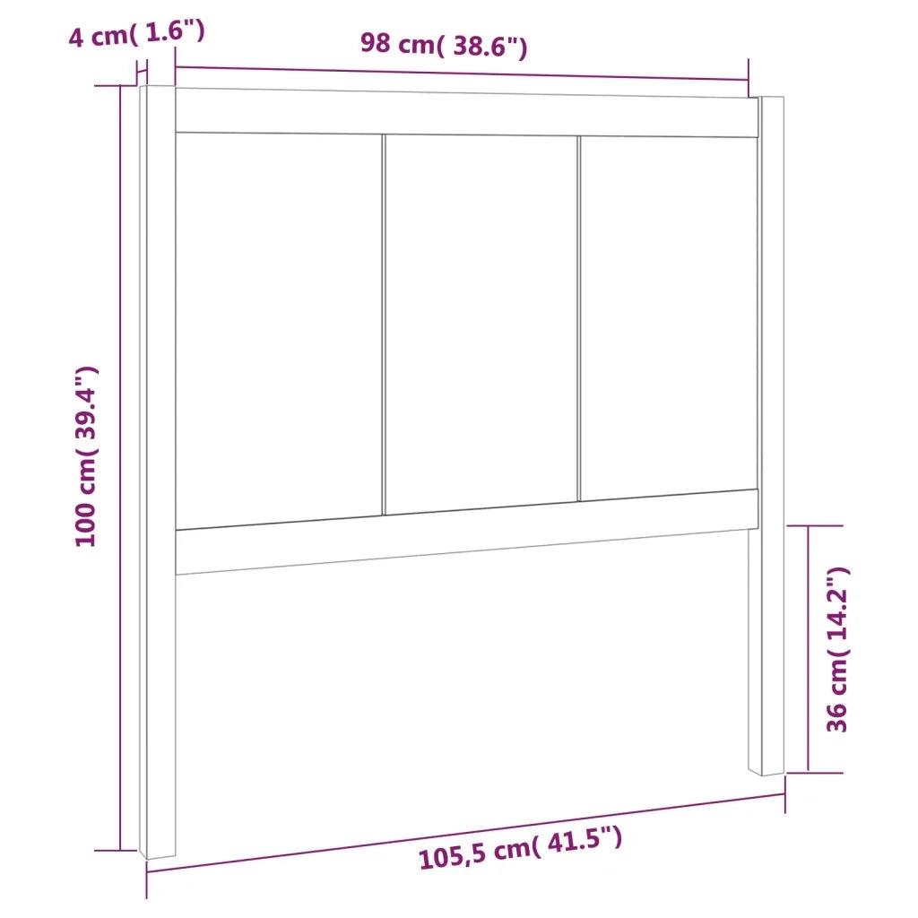 Testiera per Letto 105,5x4x100 cm in Legno Massello di Pino 818075