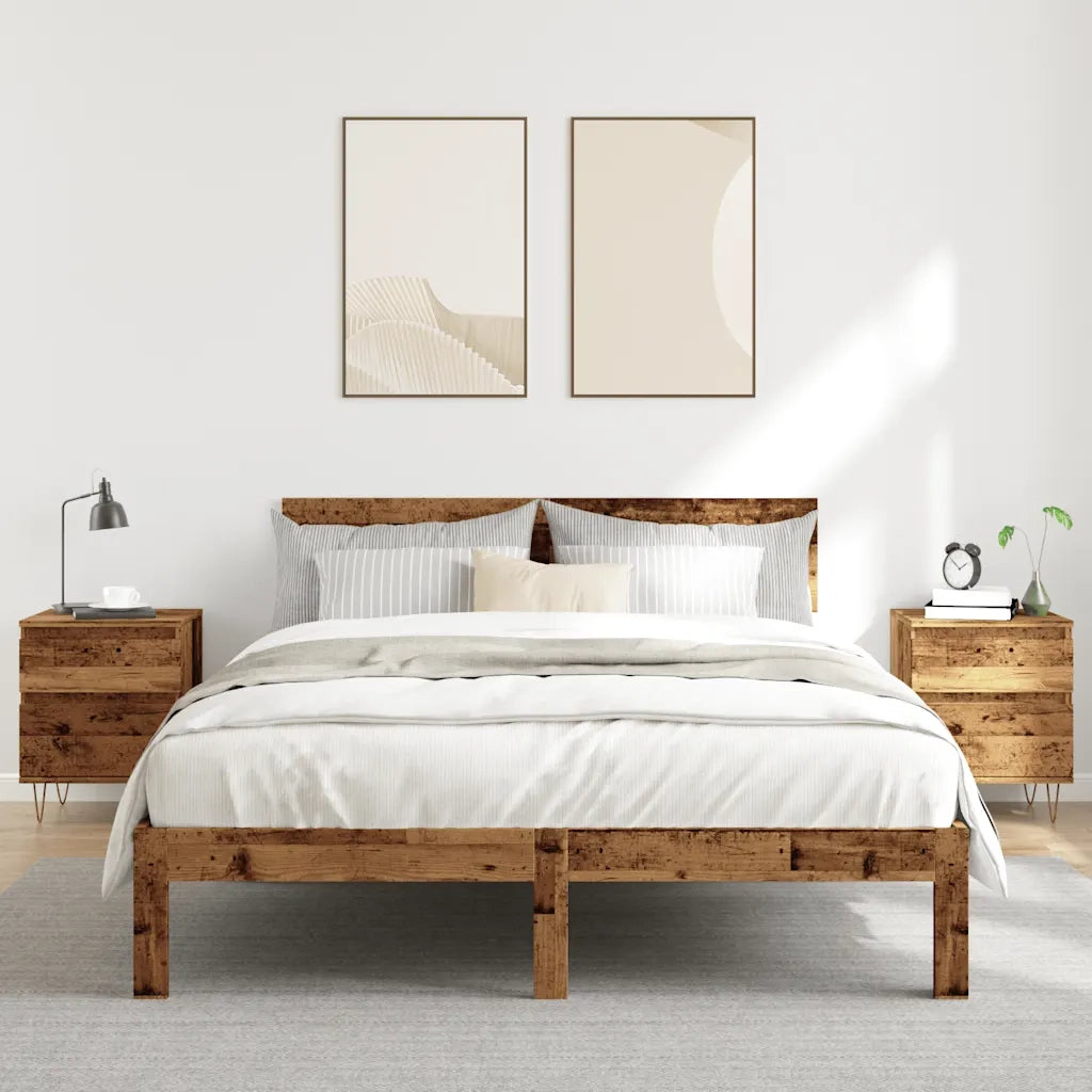 Set di 2 Comodini | Armadio da Notte | Mobiletto da notte Legno Antico 40x35x50 cm in Legno Multistrato
