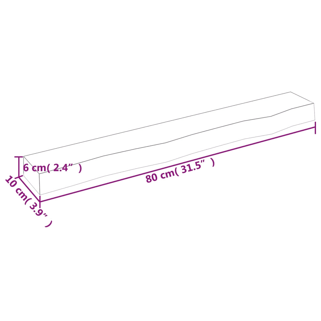 Ripiano a Parete 80x10x6 cm Legno Massello Rovere Non Trattato 363538