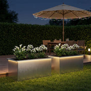 Fioriera da giardino con LED 2 pz Argento 50 x 80 x 48 cm 8008219