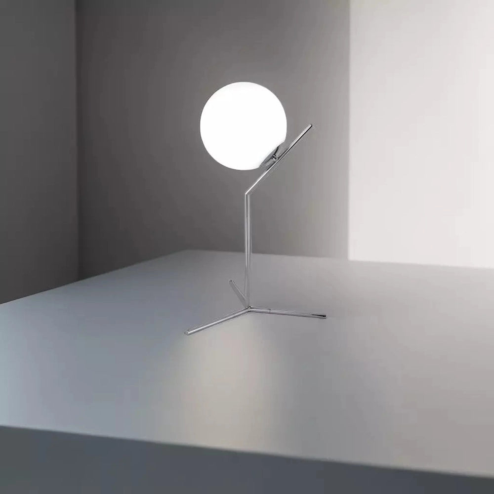 Trade Shop - Lampada Scrivania Ramo Con Sfera E27 Argento Lucido Luce Tavolo Minimal Led 10236 -