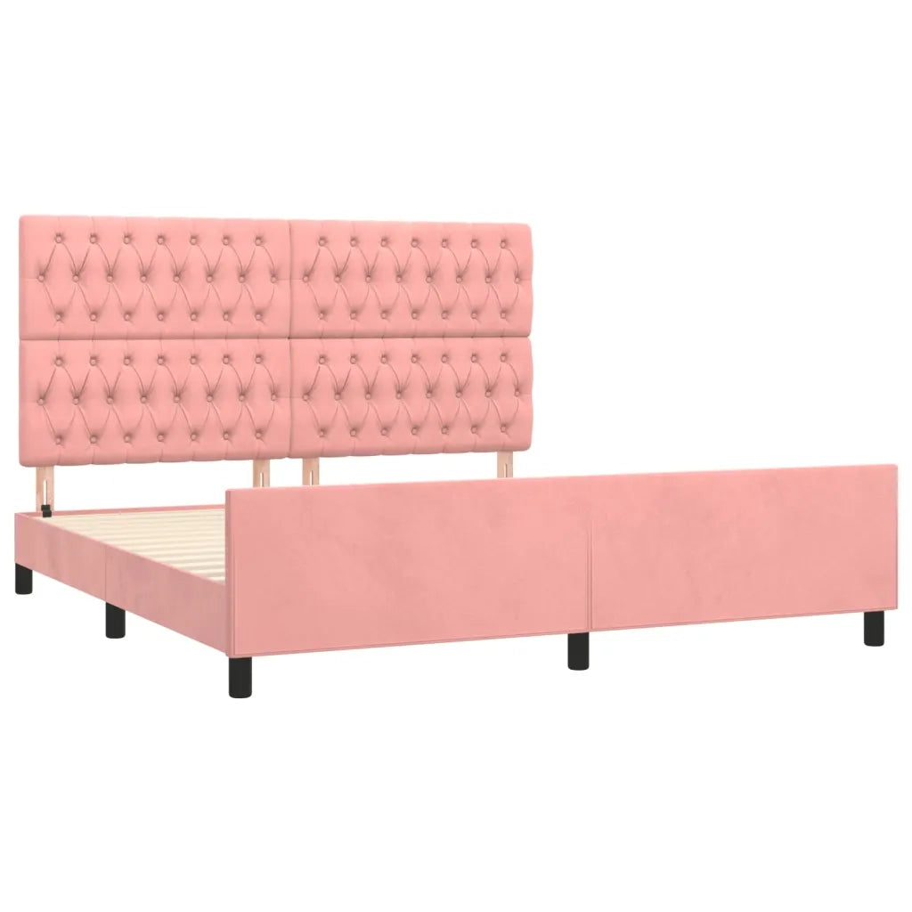 Giroletto con Testiera Rosa 180x200 cm in Velluto 3125957