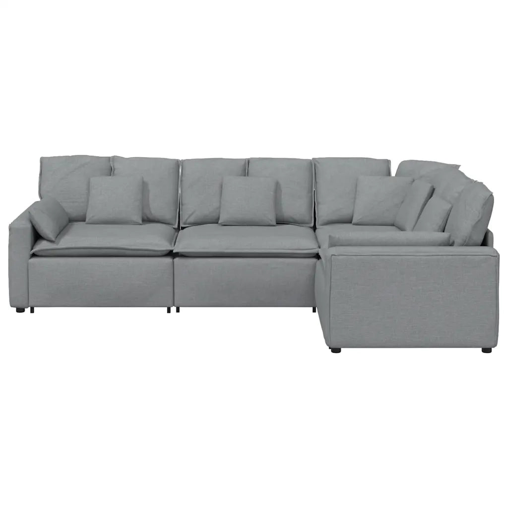 vidaXL Divano Modulare con Cuscini in Tessuto Grigio Chiaro