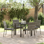 Set da Pranzo per Giardino con cuscino 5 pcs Grigio polyrattan