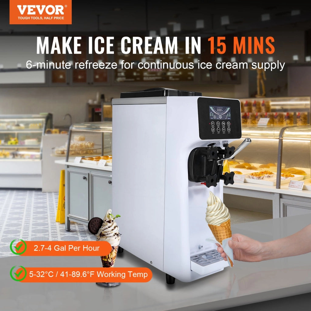 Macchina per Gelato Morbido Commerciale Robusta, Pratica 900 W Monogusto 10 L/H Tramoggia 4 litri Cilindro 1,6 L Pannello LCD per Bar Ristorante Hotel
