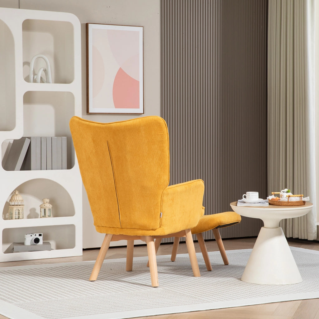 POLTRONA con pouf 72x80x101 cm in poliestere arancione