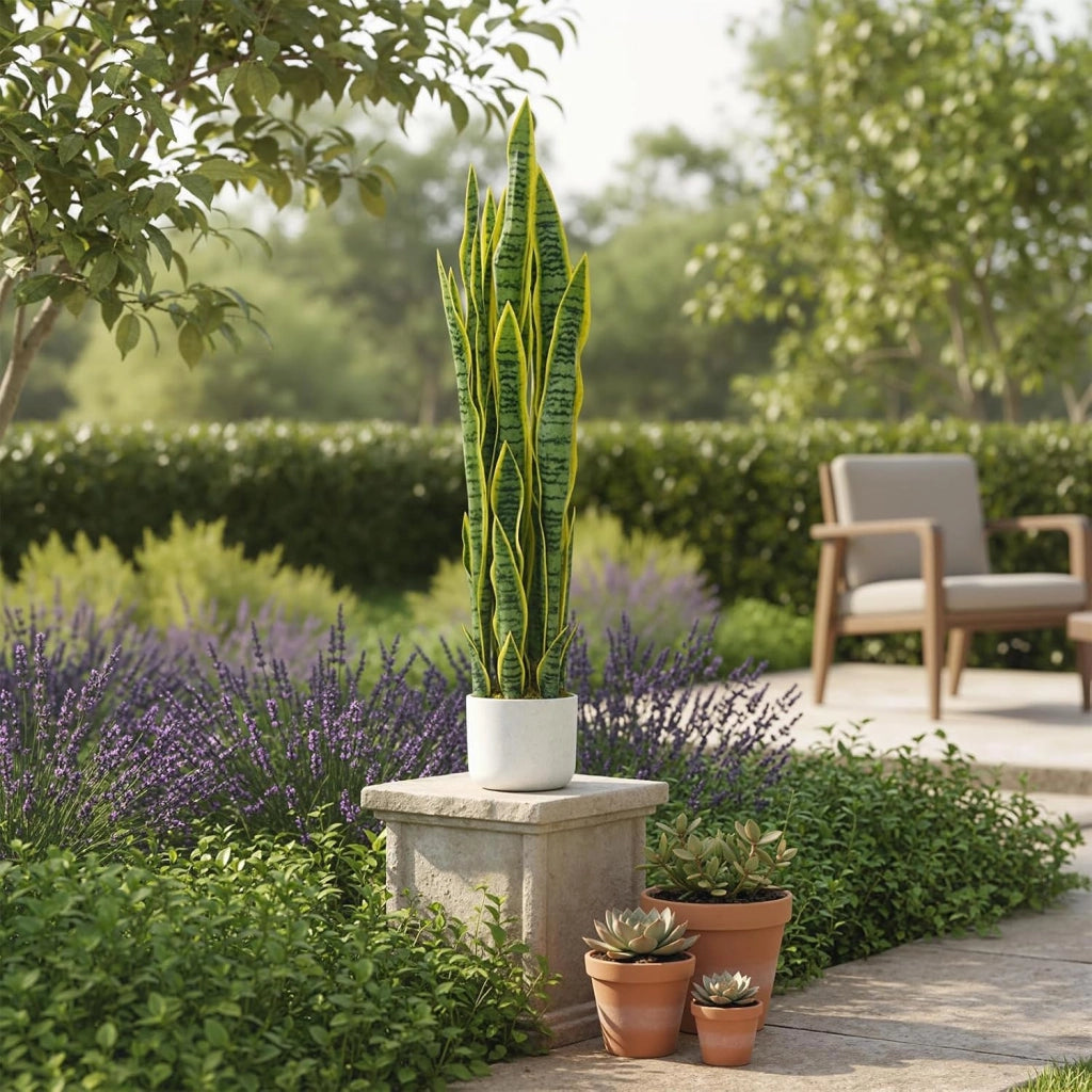 Sansevieria Artificiale 90 cm Pianta Finta da Interno con Vaso per Ingresso e Salotto