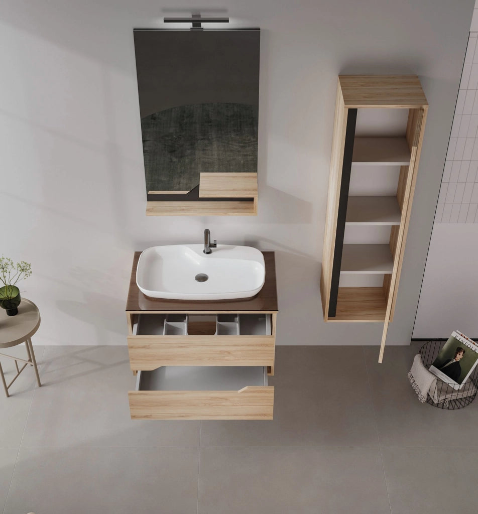 Specchio decorativo in legno "Galia 60" - 60 x 14 x 100 cm - Rovere