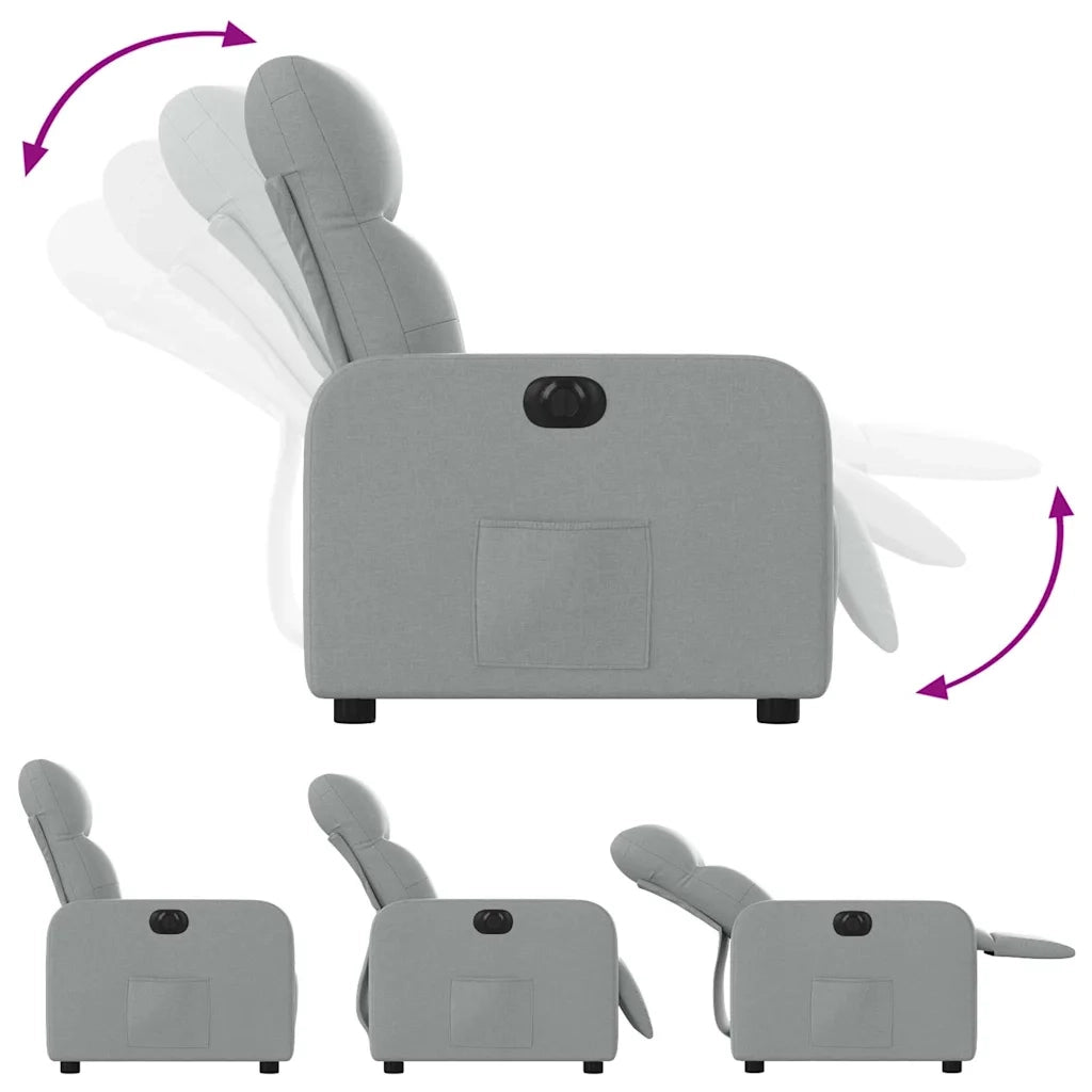 Poltrona | Sedia Relax Elettrica Reclinabile Grigio Chiaro in Tessuto