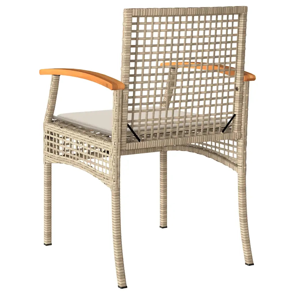 Sedie da Giardino con Cuscini 2 pz | Sedie da Esterno Beige in Polyrattan e Acacia