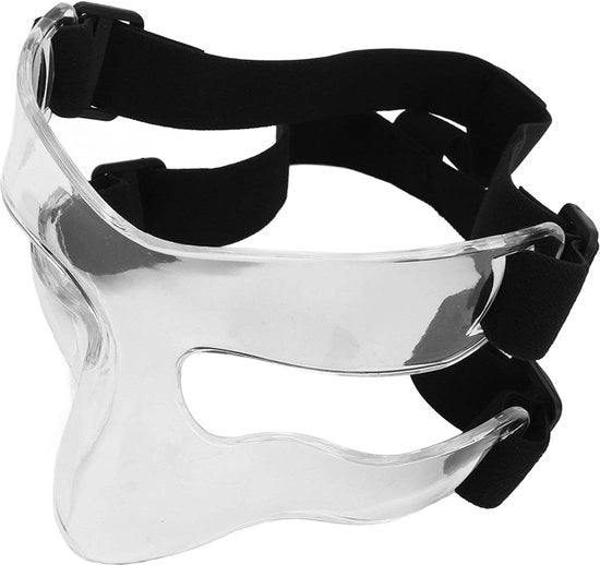 Protezione nasale sportiva visiera per sport - Protezione facciale per pallacanestro - Protezione nasale completa e trasparente - Protezione contro lesioni da impatto per uomo e donna.