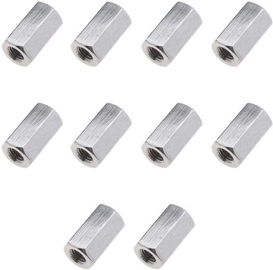 Hex Bussola 10 pezzi - M8 Connettore - 304 Acciaio Inossidabile - DIN 6334 - Connettore a vite - Disegno a sei angoli - Estensore di vite